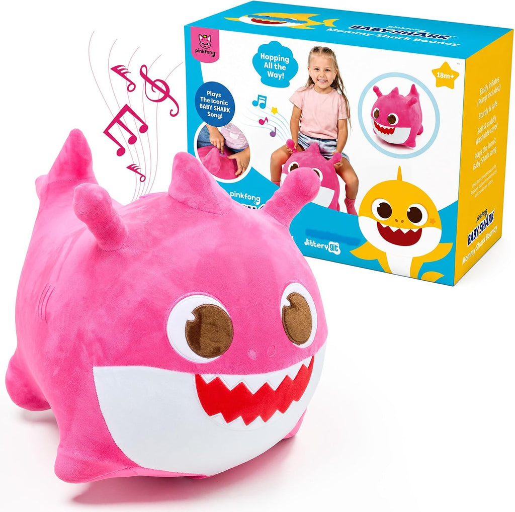 JITTERYGIT Bebé tiburón Saltarín - Muñeco de peluche musical para niños y niños pequeños - Mamá tiburón (Rosa)