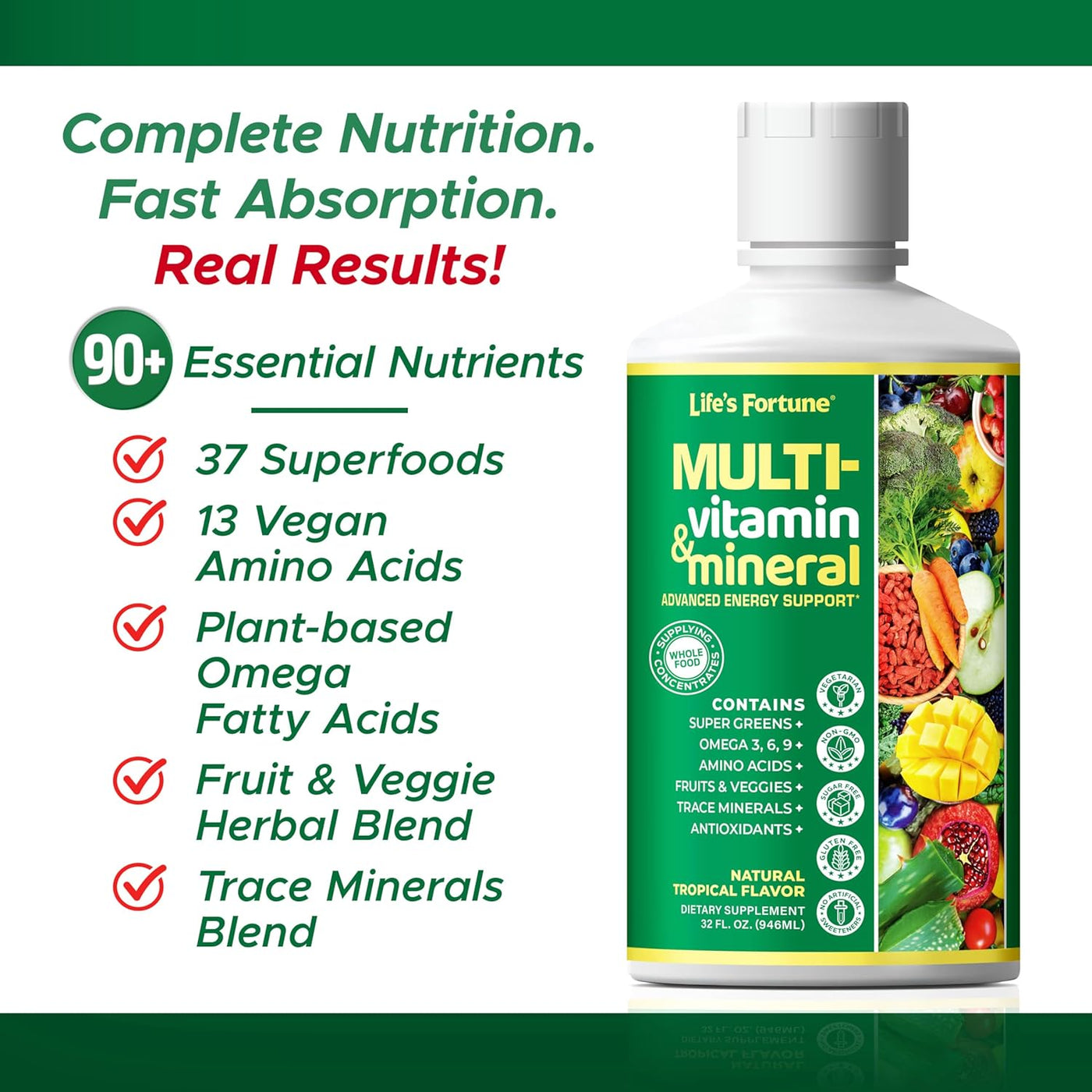 Life's Fortune Multivitamínico líquido para adultos, hombres y...