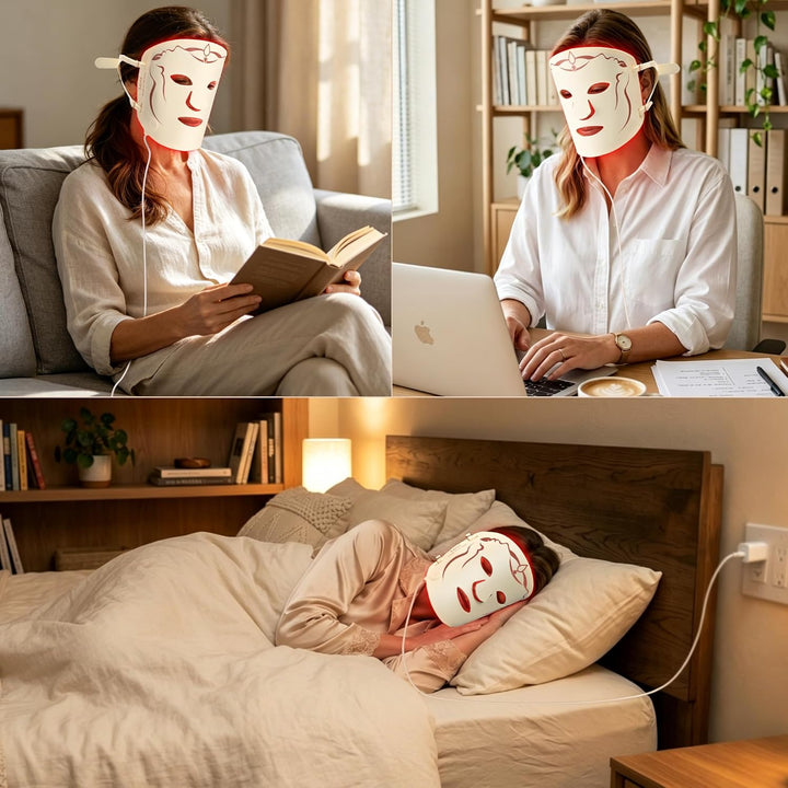 SMOOTHPRO Máscara de terapia de luz roja para arrugas faciales, más...