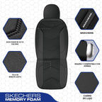 Skechers Fundas de Asiento de Espuma con Memoria, Fundas de Asiento de Automóvil de Cuero, Máxima Comodidad y Soporte Fundas de Asientos Delanteros Compatibles con Airbag, Ajuste Universal Automotriz