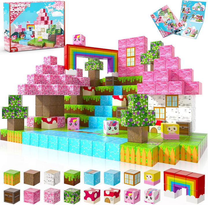 Annexfun Bloques magnéticos - 100 piezas de bloques de construcción...