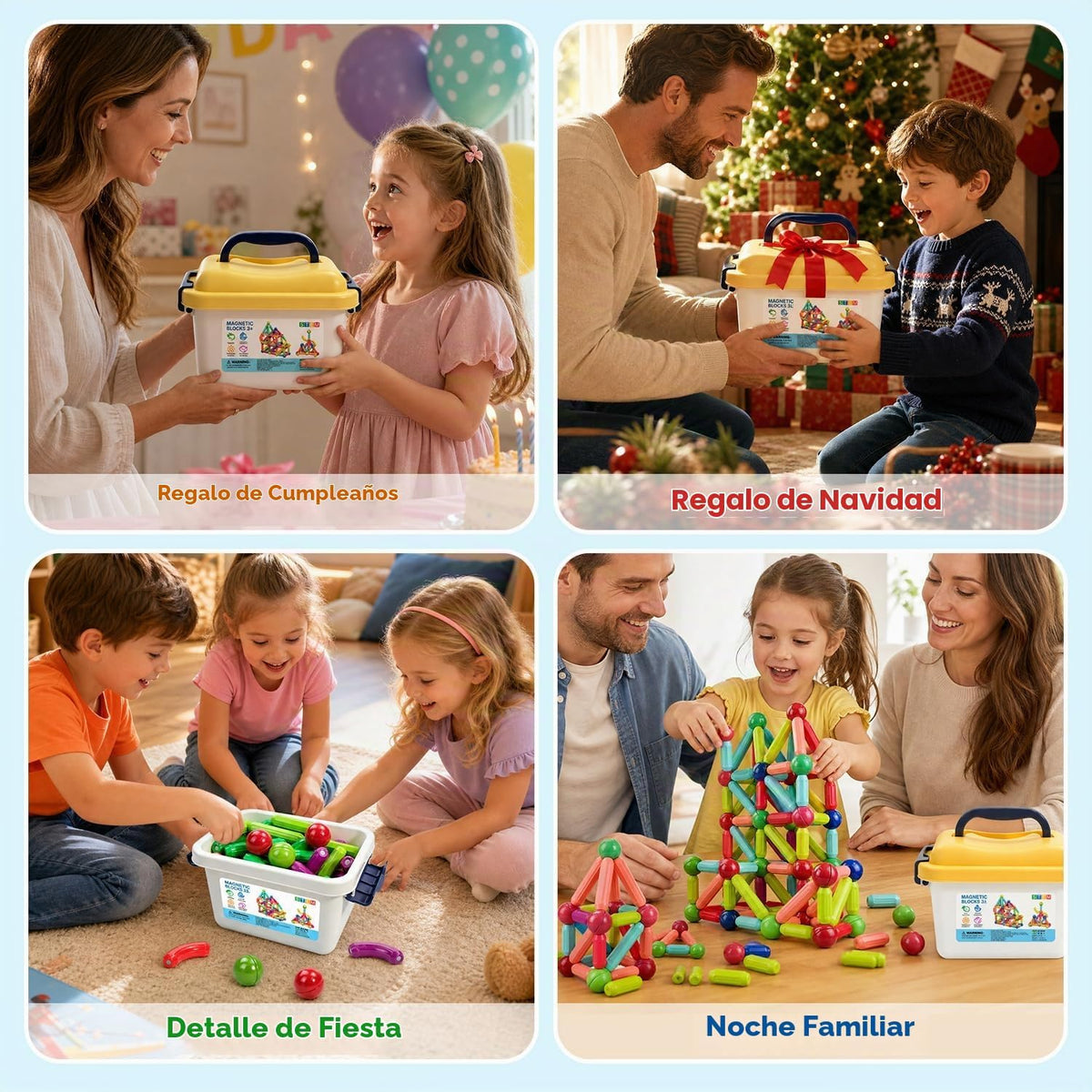 BAKAM Bloques de construcción magnéticos para niños de 4 a 8 años, juguetes de construcción STEM para niños y niñas, juego de palos magnéticos y bolas de gran tamaño para el aprendizaje educativo temprano de los niños (84 piezas)