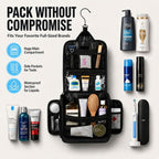 Neceser de viaje para hombres – Kit Dopp grande (10.6 x 10.6 x 3.2 pulgadas) – Bolsa organizadora de higiene impermeable colgante para hombre con gancho giratorio de metal XXL, cremalleras