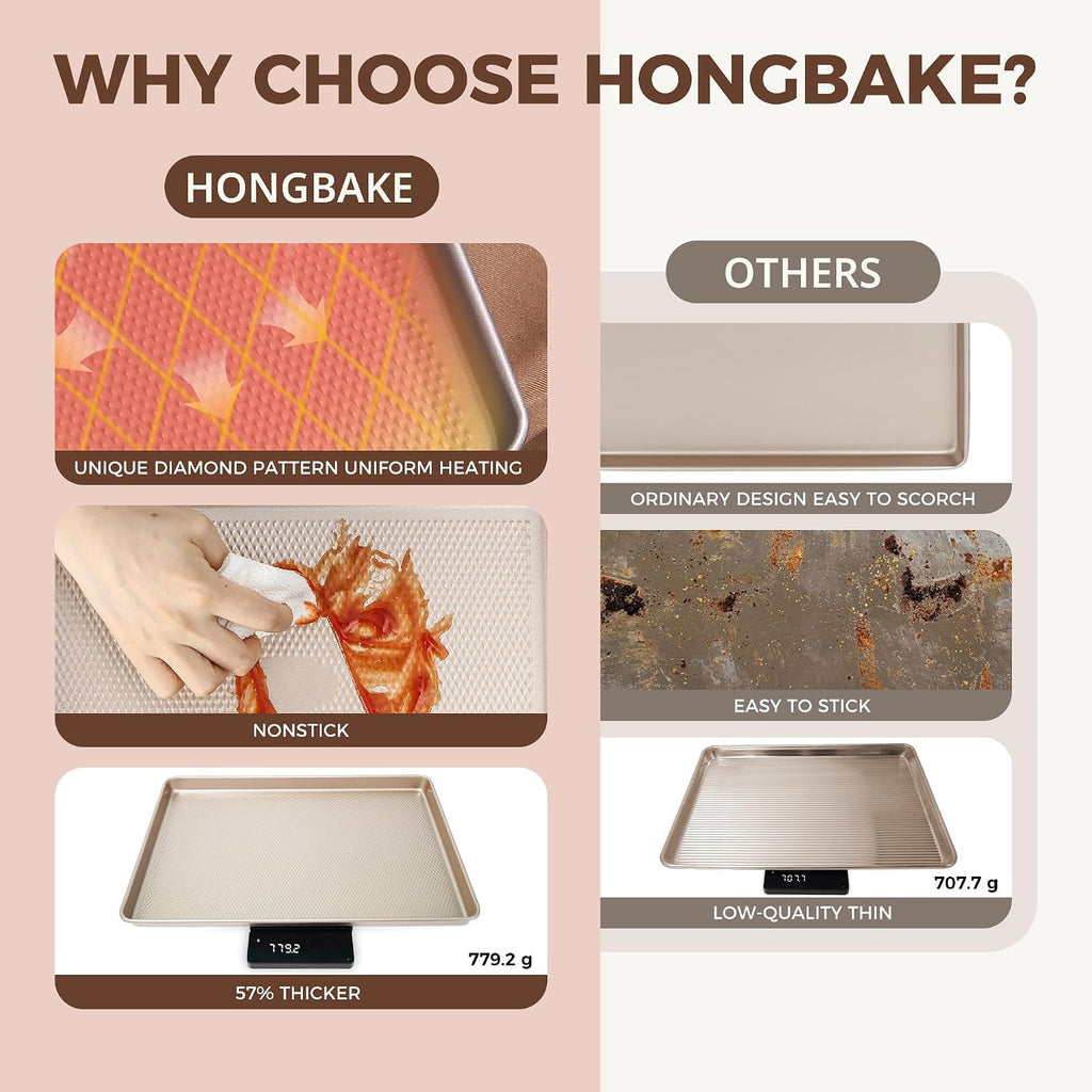 Juego de 9 moldes para hornear antiadherentes, apilables no tóxicos con textura de diamante, juego de bandejas para horno para cocinar, incluye bandeja para galletas con rejilla, molde para