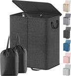 Lifewit Cesta doble para ropa sucia con tapa, bolsas de lavandería
