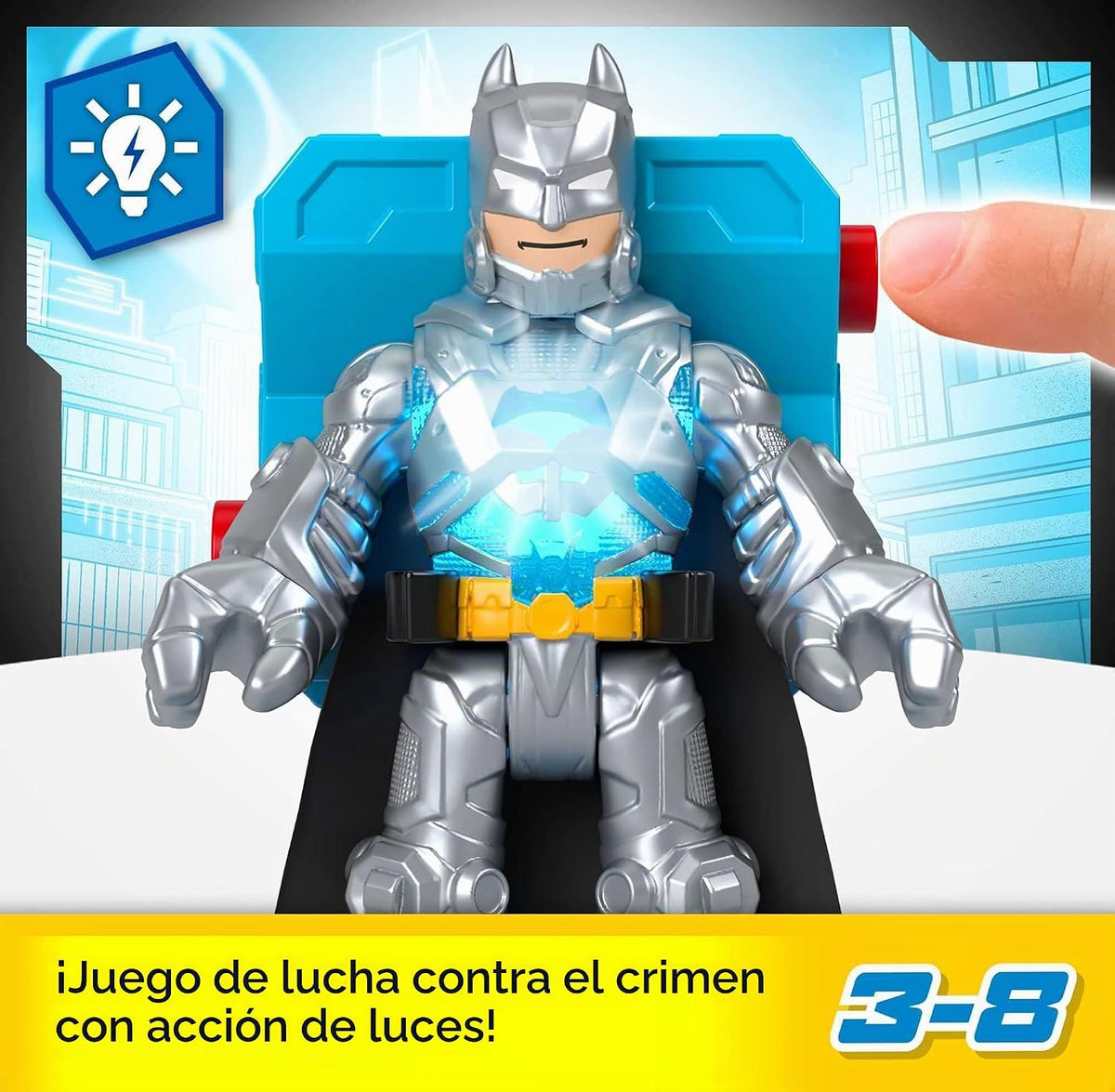 Fisher-Price Imaginext DC Super Friends Juguetes Preescolares Batman Battle Multipack Juego de 9 Figuras con Mochila Iluminada para Niños de 3+ Años