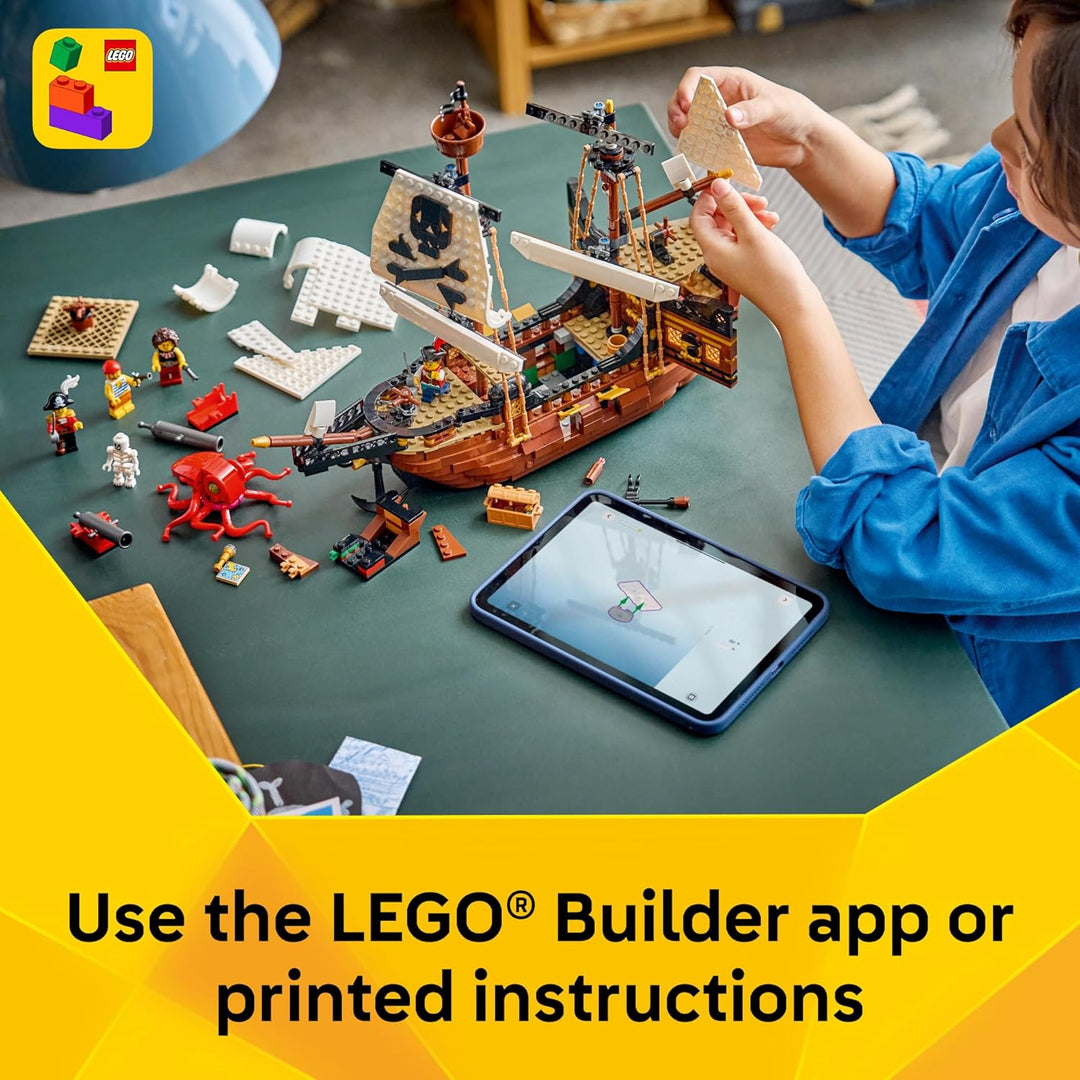 LEGO Creator 3 in 1 Iconic Pirate Ship Toy - Building Set for Boys...