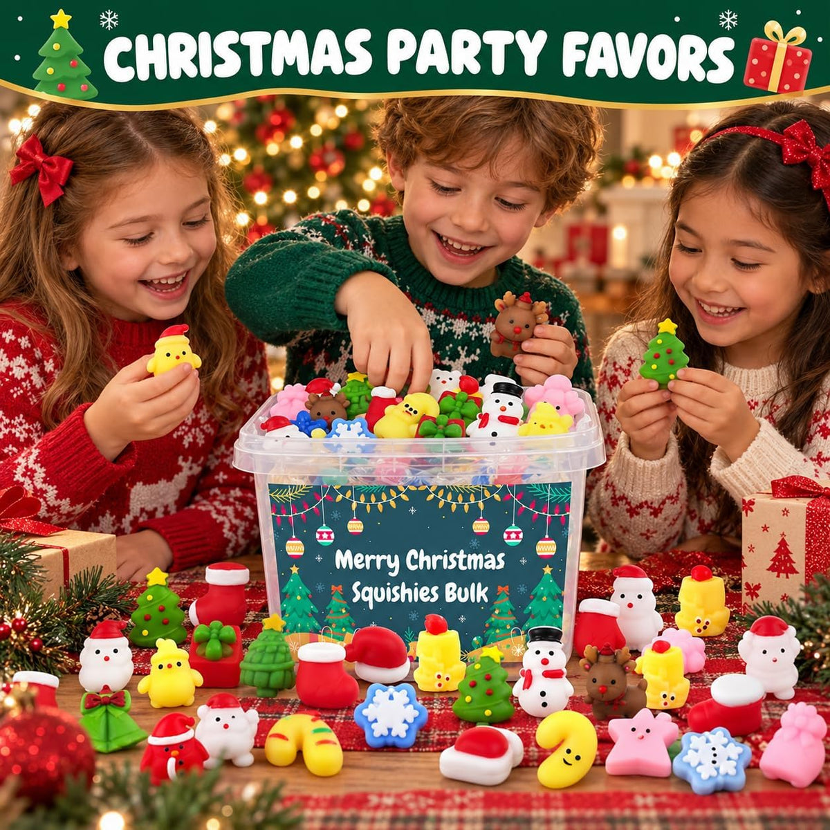 Recuerdos de fiesta de Navidad, 120 piezas de juguetes Squishies para niños, Mochi Squishy al por mayor, juguetes Kawaii mini para apretar, rellenos para bolsas de regalo, premios de aula para niños y