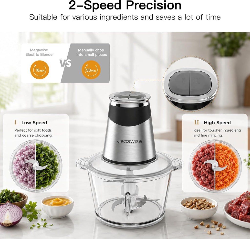MEGAWISE Picador eléctrico de la comida 500W, amoladora dual de la carne de