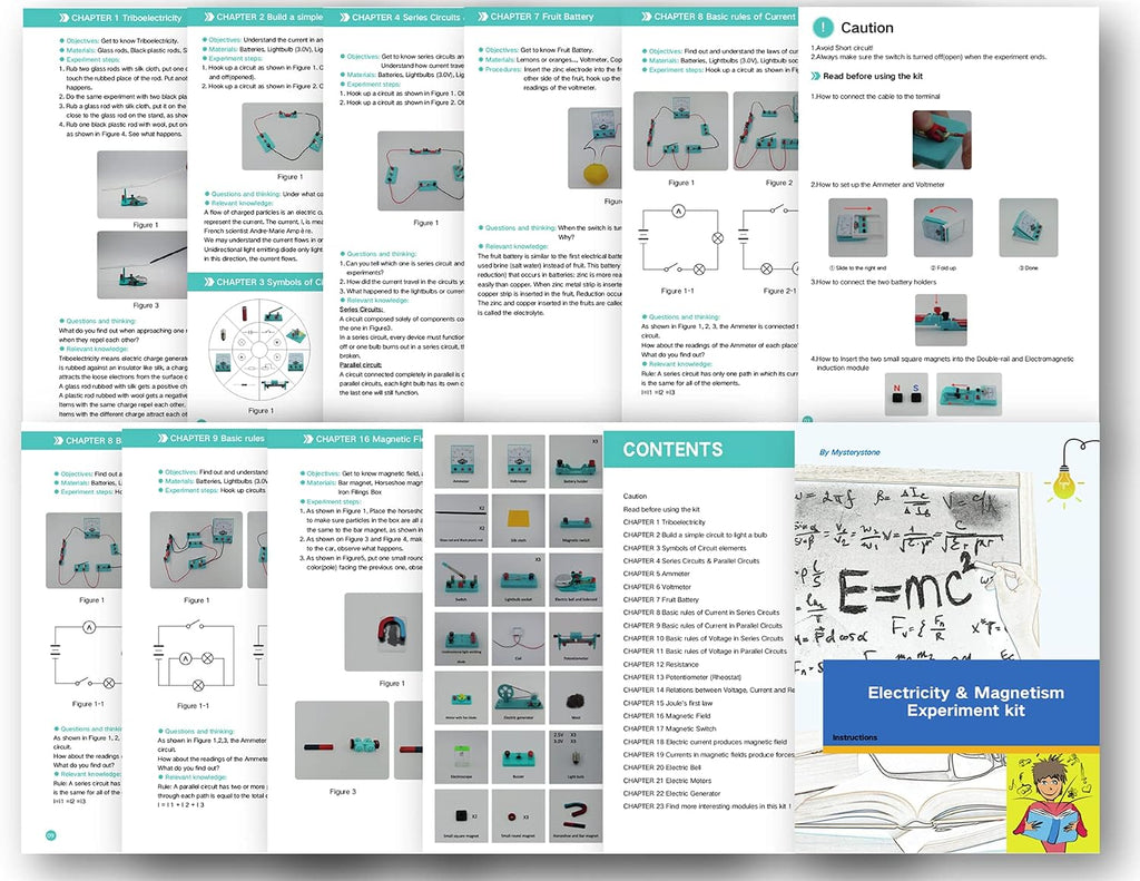 Mysterystone Experimento de ciencias para niños Kit de electricidad y magnetismo para estudiantes Kit STEM Kit de laboratorio de física Kit de placa de circuito básico para principiantes