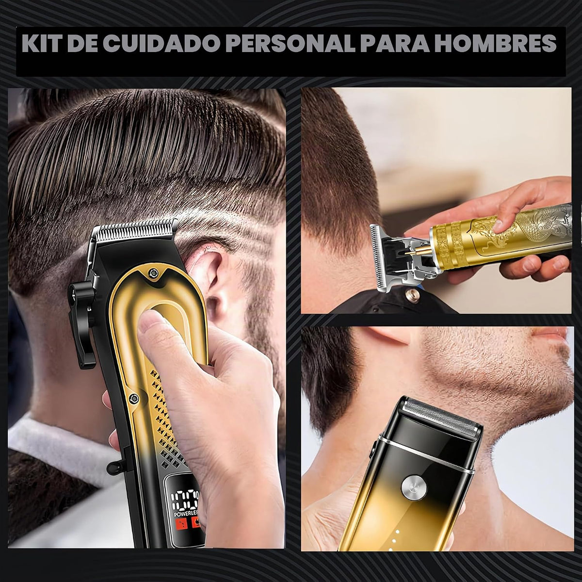 Cortapelos 3 en 1 para hombres, recortadora de barba y afeitadora de