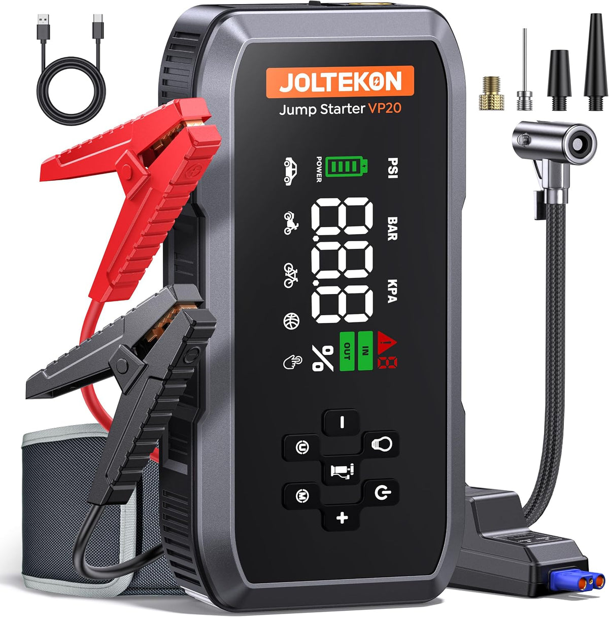 Arrancador de batería de coche con compresor de aire, potente batería de 5000 A arrancador portátil con bomba de pausa automática de 150 PSI, caja de salto de 12 V para batería de automóvil con
