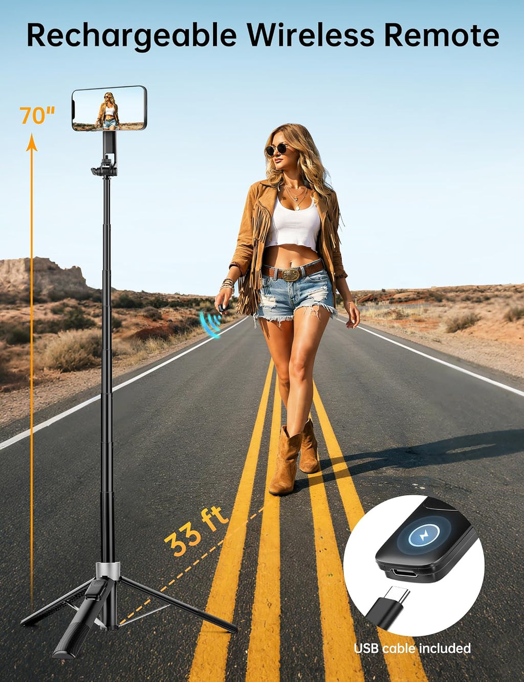 Trípode magnético para teléfono de 70 pulgadas, trípode para selfie stick para iPhone MagSafe y cámara