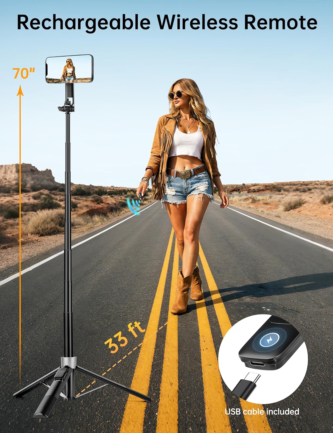 Trípode magnético para teléfono de 70 pulgadas, trípode para selfie stick para iPhone MagSafe y cámara