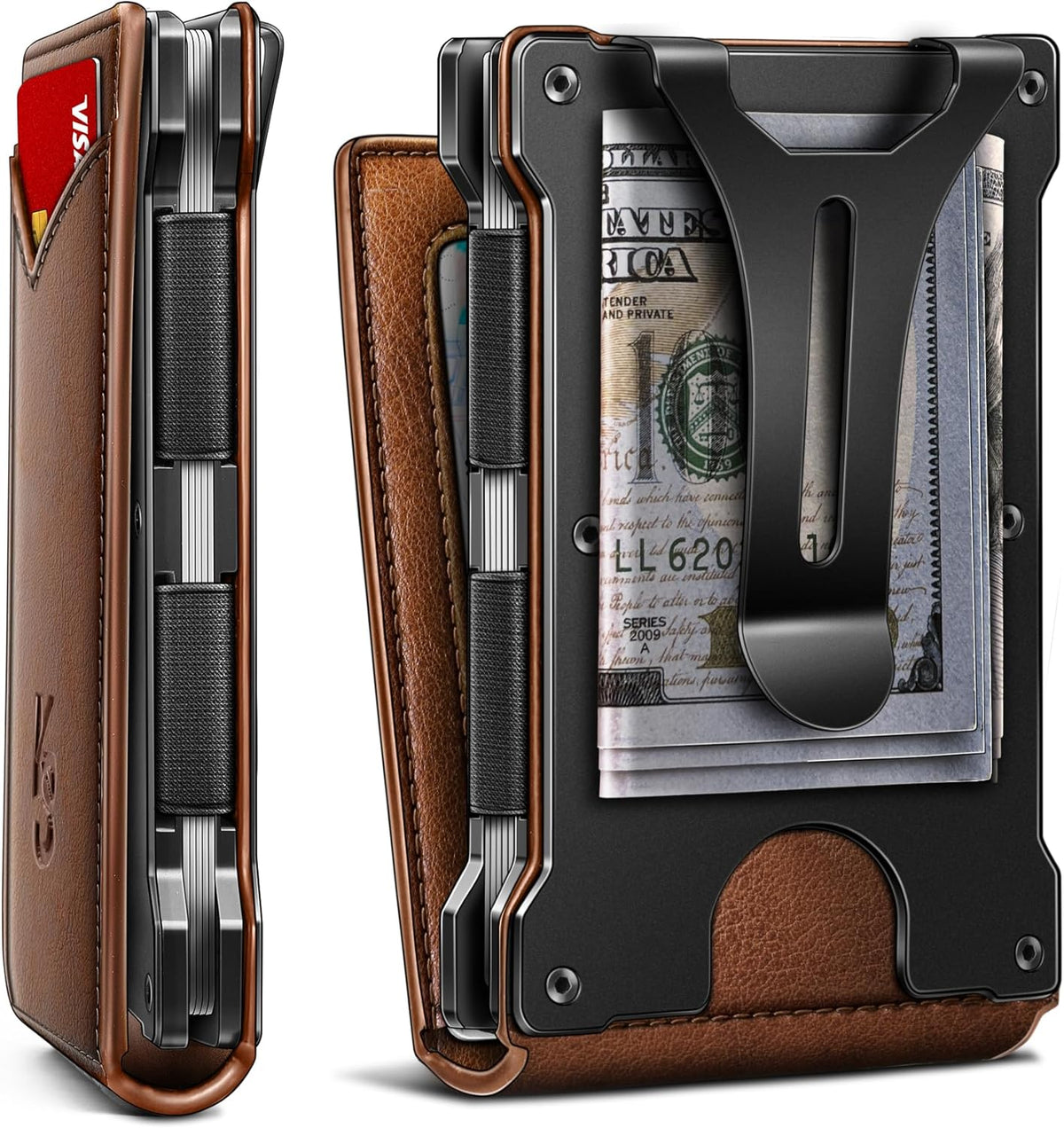 KEMISANT Billetera para hombre - Cartera delgada con clip para dine...