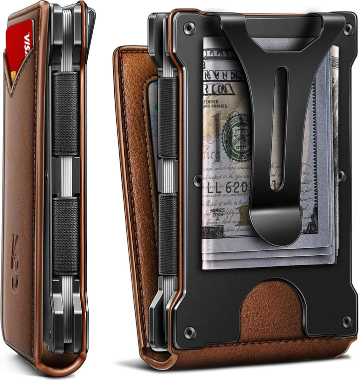 KEMISANT Billetera para hombre - Cartera delgada con clip para dine...