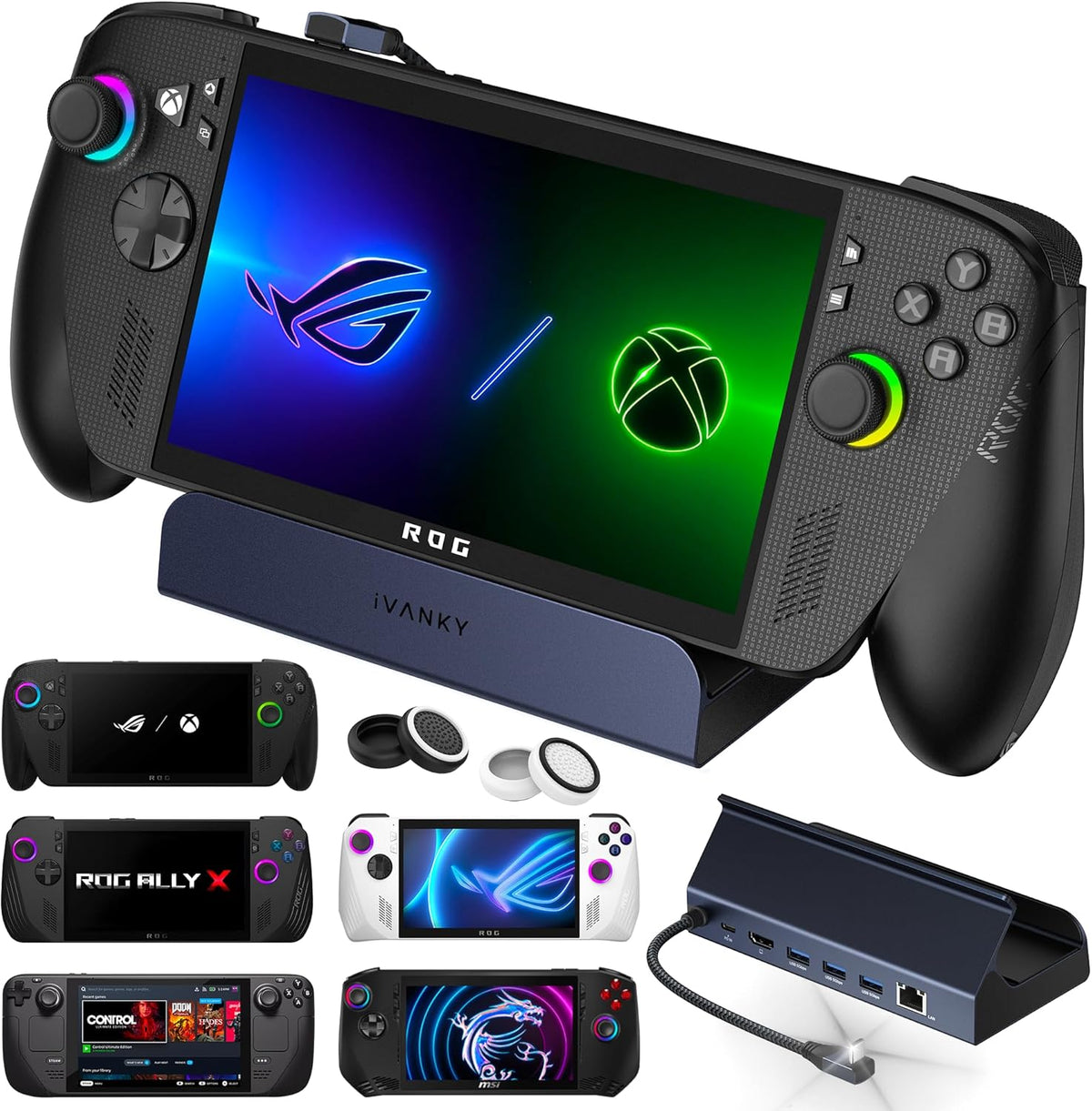 iVANKY ROG Xbox Ally X (2025)/ROG Ally Dock, estación de acoplamiento 8 en