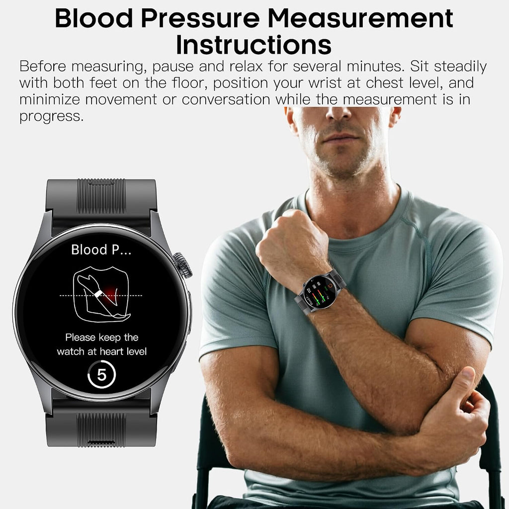 Smart Watch para Hombres y Mujeres con Correa de Airbag, Pantalla AMOLED de 1.56", Monitor de Ritmo Cardíaco y Presión Arterial, Rastreador de Oxígeno en Sangre y Sueño, Bucle de Voz, 70 Modos Deportivos Fitness Tracker