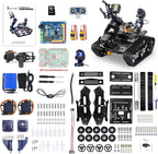 Kit de robot inteligente WiFi para Raspberry Pi 5 4B 3B, 4DOF robótico brazo pista tanque chasis robot coche con cámara HD Proyecto de programación de sensor infrarrojo ultrasónico para mayores de 14 años (sin Raspberry Pi)