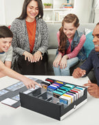 ZLCA Caja de almacenamiento de tarjetas con capacidad para más de 3200 unidades, funda de almacenamiento con 4 tapones, organizador de tarjetas para TCG MTG PTCG (rojo y blanco)