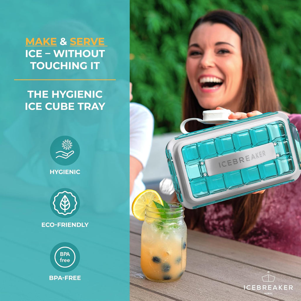 ICEBREAKER POP 2.0 2026: Haz y sirve hielo sin tocar el hielo | Bandeja de hielo de silicona sanitaria para congelador | Bandejas de hielo patentadas para congelador | Esta máquina para hacer cubitos de hielo hace 18 cubos