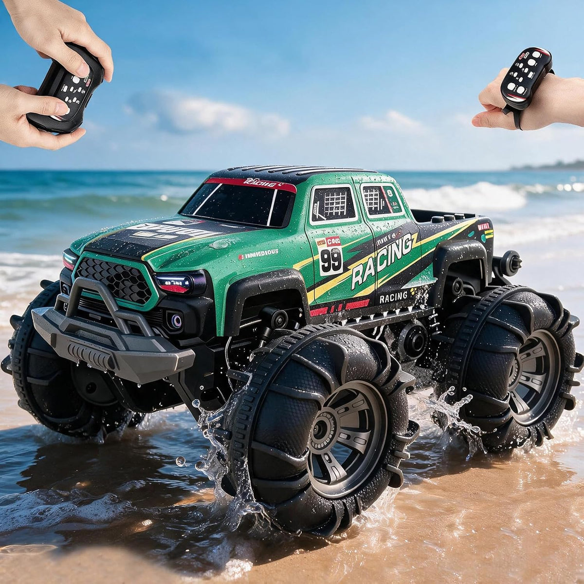 Coche de control remoto, Camión de control remoto, 2.4Ghz Todo Terreno fuera de carretera Monster Truck RC Coches Juguetes (Verde)