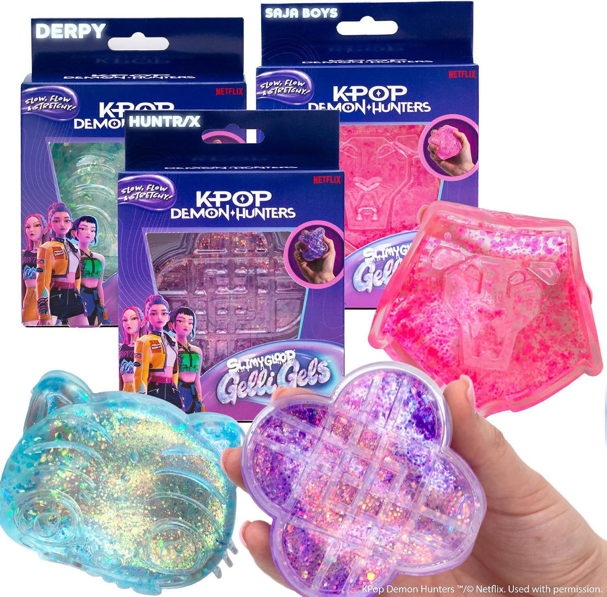Horizon Group USA Slimygloop Gelli Gels, Netflix Kpop Demon Hunters 3 Pack