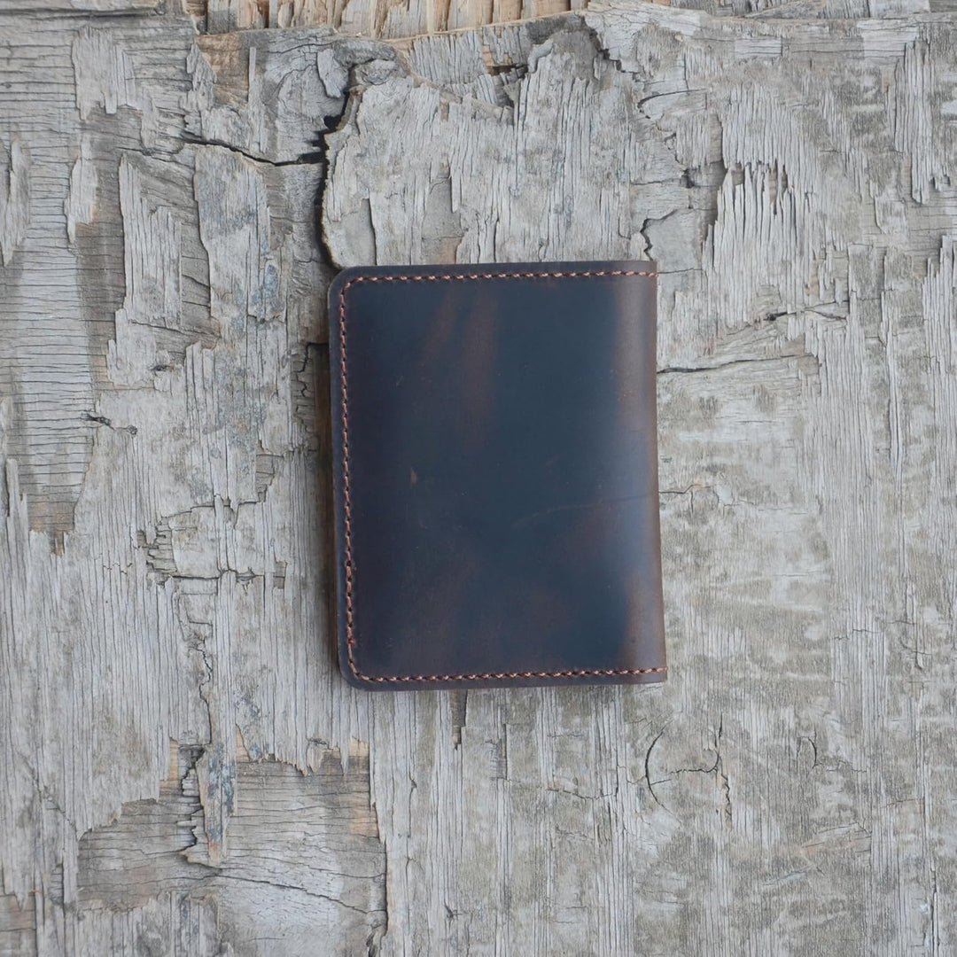 JJNUSA Cartera de cuero minimalista hecha a mano para hombres envej...