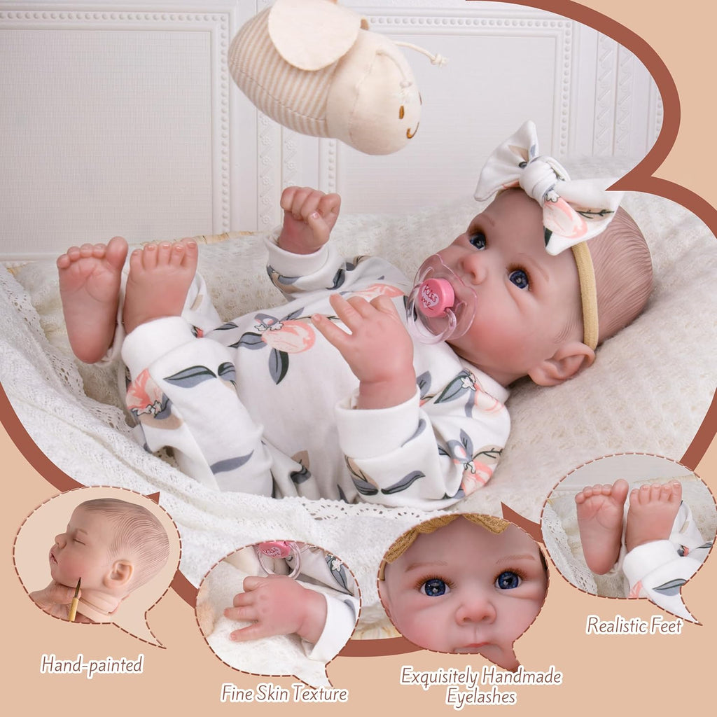Muñecas de bebé recién nacidas realistas de 20 pulgadas con cuerpo posable, muñecas de bebé de la vida real con accesorios para niñas de más de 3 años, juegos de simulación, colección