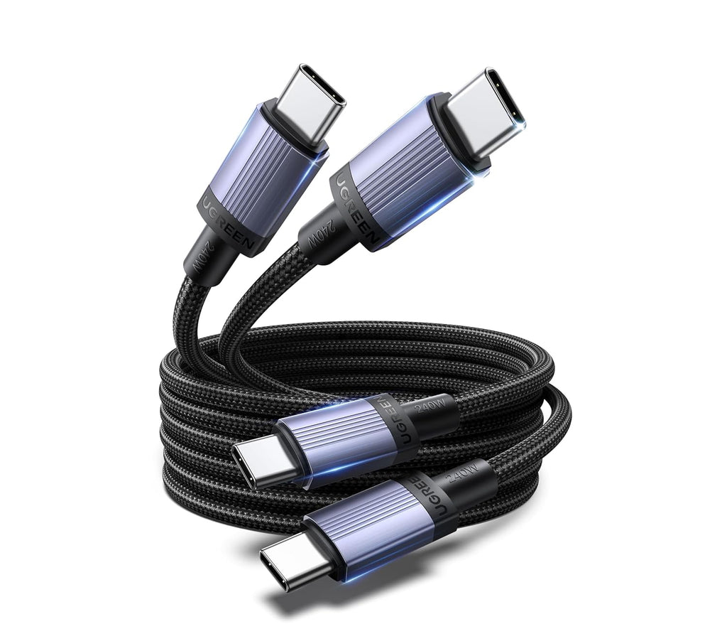 UGREEN Paquete de 2 cables USB C de 240 W, carga rápida para portátiles y