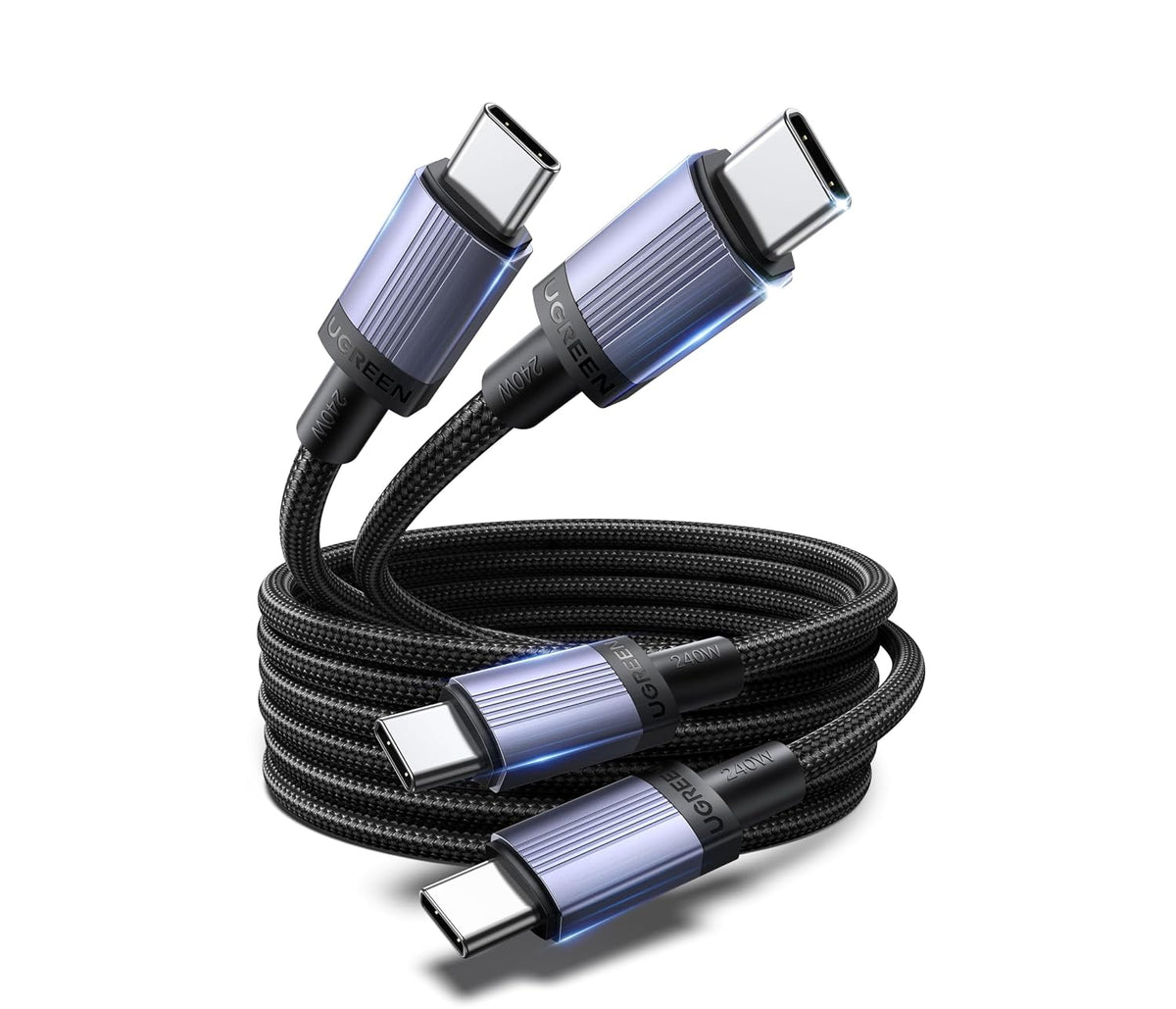 UGREEN Paquete de 2 cables USB C de 240 W, carga rápida para portátiles y