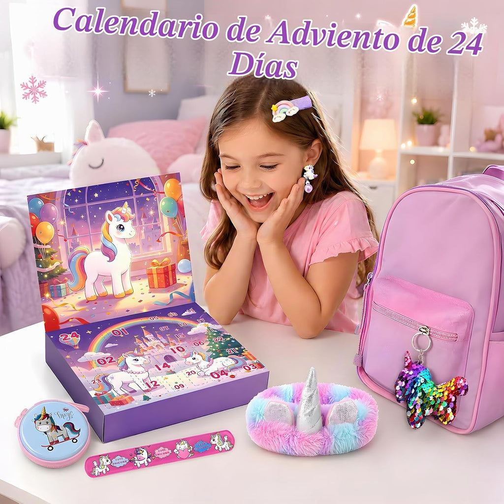 Calendario de Adviento 2026, joyería de unicornio para niñas, sorpresas de 24 días con pulsera de unicornio, collar, accesorios para el cabello, regalos de cuenta regresiva de Navidad, rellenos de