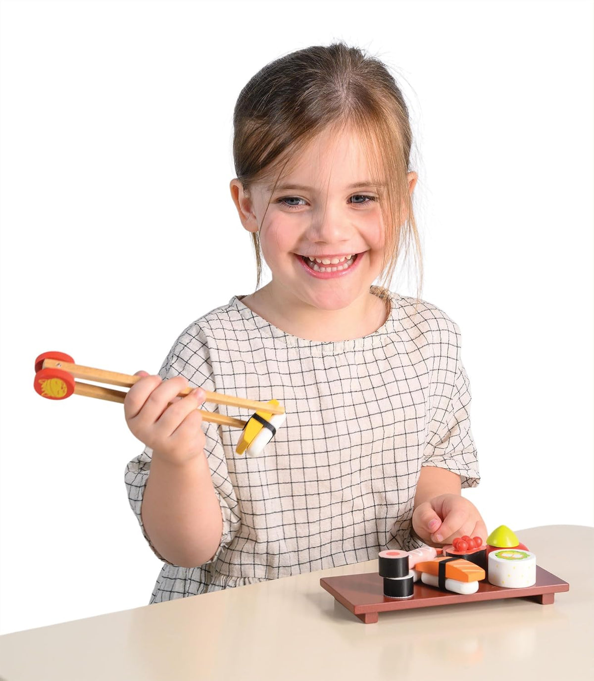 Mentari Juguetes – Juego de sushi – Juego de 11 piezas de comida de madera para niños – Incluye sushi, salsa de soja, wasabi y palillos – Fomenta el juego imaginativo, habilidades motoras finas