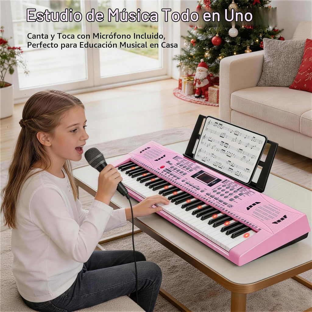 Electronic teclado Piano 61 Lighted Keys para Kids (Pink)