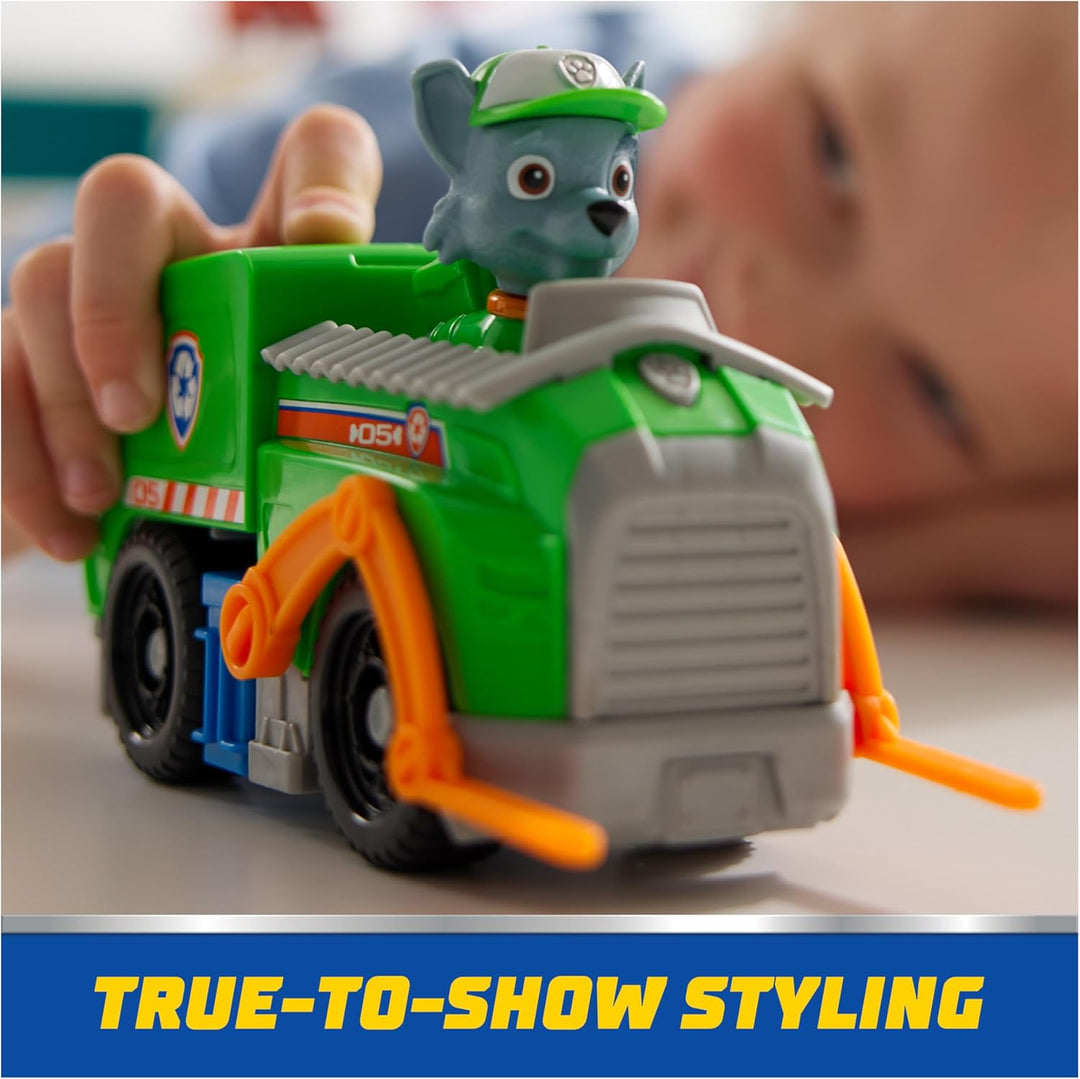 PAW Patrol, Camión de reciclaje de Rocky, juguete con figura de acc...