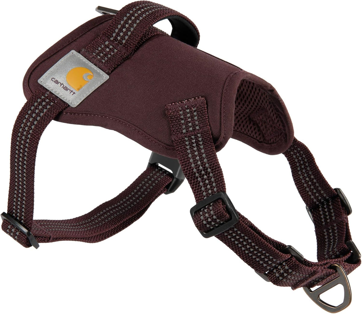 Carhartt Arnés para Perro de Nylon Duck Sin Tirones, Totalmente Ajustable con Mango de Control Rápido y Acentos Reflectantes, Vino Profundo, Pequeño
