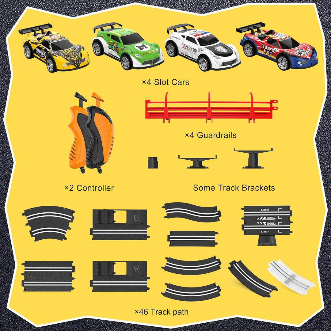 Juegos de Pistas de Carreras de Coches de Ranura con 4 Coches de Ra...
