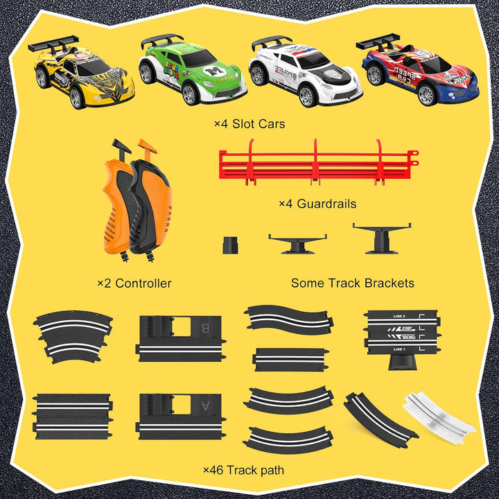 Juegos de Pistas de Carreras de Coches de Ranura con 4 Coches de Ra...