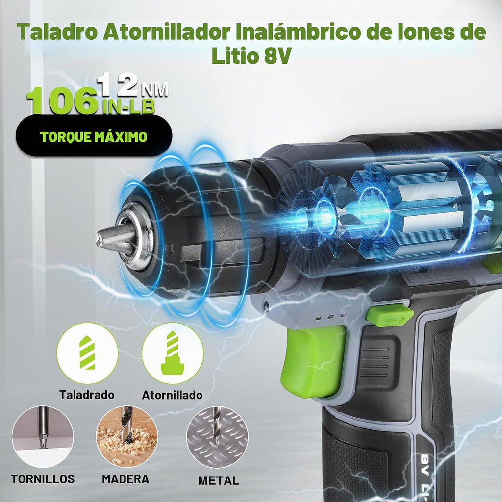 WORKPRO Juego de taladro eléctrico y juego de herramientas, taladro