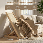 XiaZ Rascador de sisal para gatos, tabla de rascar de madera de 31 pulgadas con 5 alturas ajustables, alfombrilla de sisal reemplazable y almohadilla angular para arañazos para gatos de interior