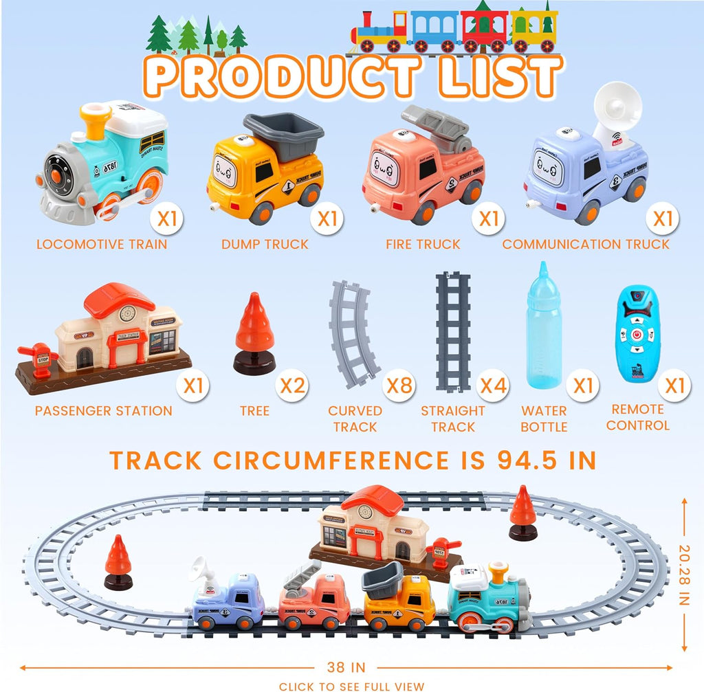 Juego de tren de vapor para niños pequeños de 3 a 5 años, juguete de tren