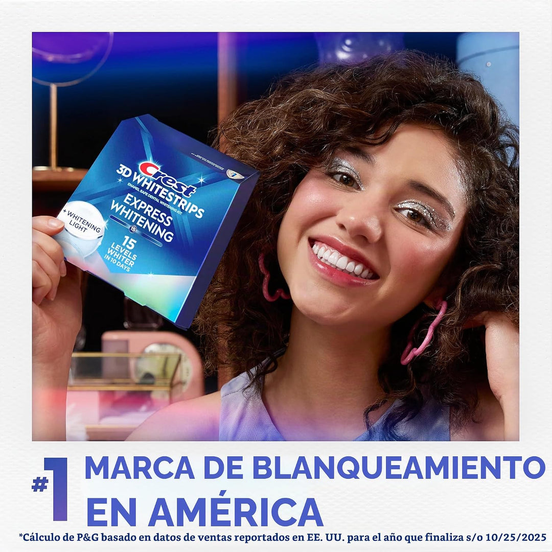 Kit de blanqueamiento dental Crest 3D Whitestrips Express con luz L...