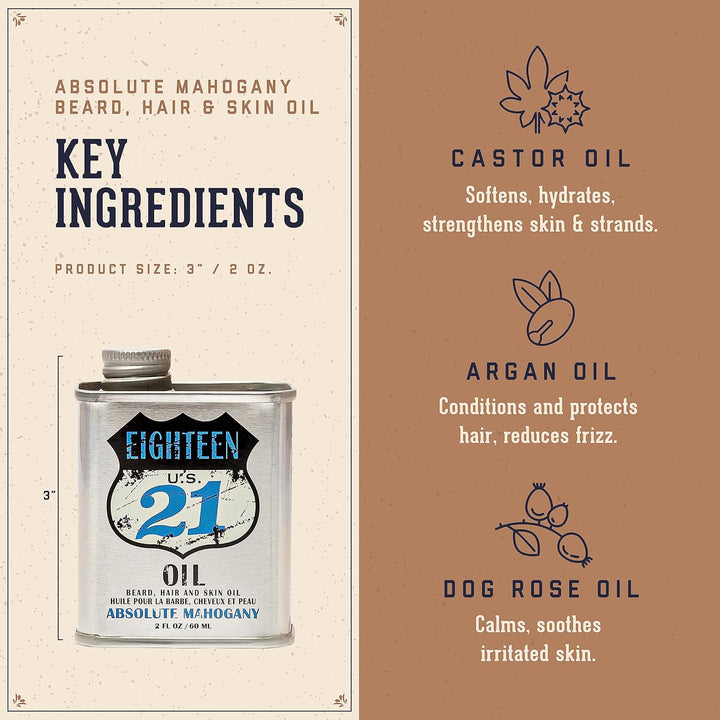 18.21 Man Made Aceite para cabello, piel y barba para hombres, 4 ar...