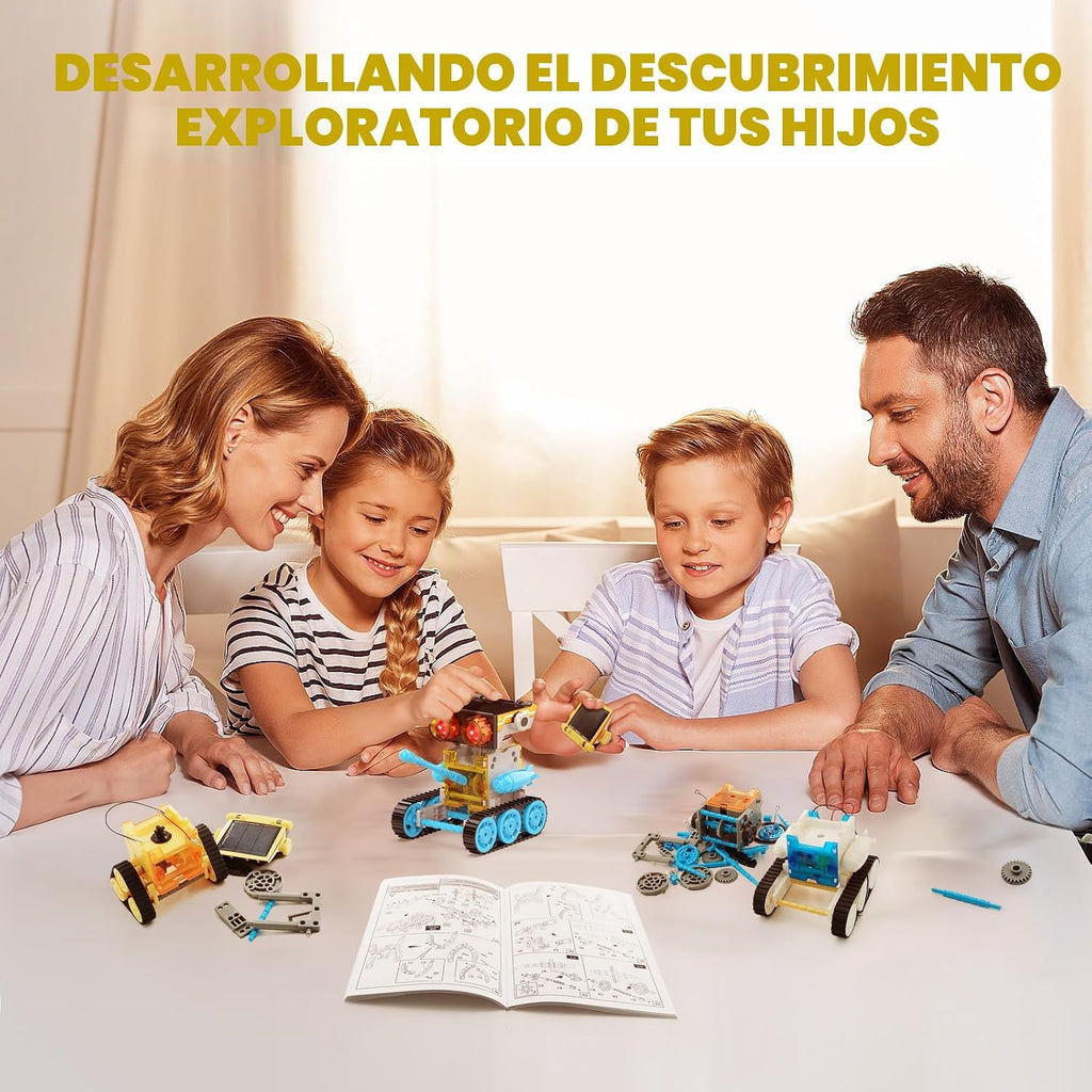 Kit de robot solar 30 en 1, 243 piezas, juego educativo STEM para niños de 8 a 12 años, regalo de experimento científico para cumpleaños (azul)