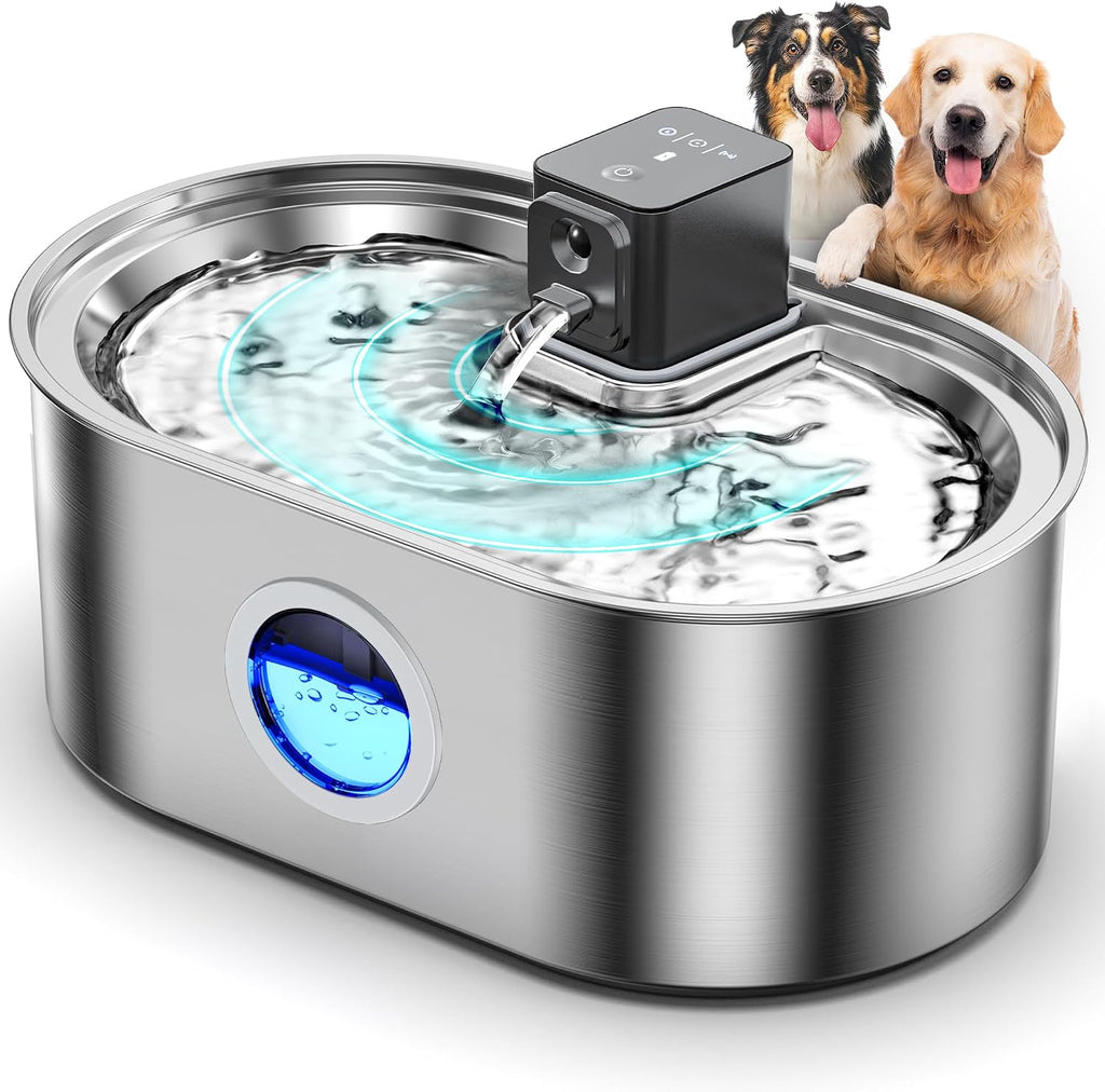 Fuente de Agua Inalámbrica para Perro Grande, Fuente de Agua para Mascotas con Batería