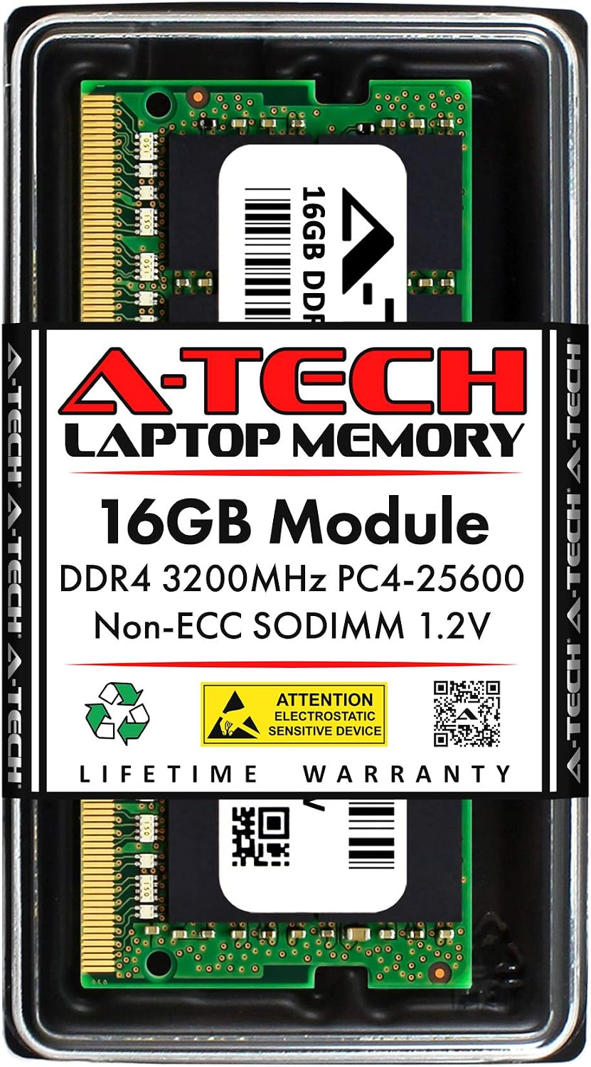 A-Tech 16GB DDR4 3200 MHz SODIMM PC4-25600 (PC4-3200AA) CL22 Módulo...