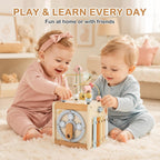 Cubo de actividades de madera, juguete Montessori 6 en 1 para niños