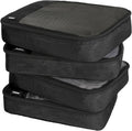 Cubos de embalaje para viajes, 4 cubos de embalaje para maletas, bolsa organizadora de equipaje de malla ligera con doble cremallera, color negro