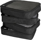 Cubos de embalaje para viajes, 4 cubos de embalaje para maletas, bolsa organizadora de equipaje de malla ligera con doble cremallera, color negro