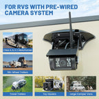 EWAY Cámara de respaldo inalámbrica RV para Furrion Sistema precableado: Monitor IPS de 5 pulgadas y cámara de respaldo de 1080P flexible Vista trasera impermeable con visión nocturna IR, fácil